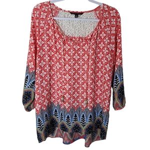 Zac & Rachel Red and Black Patterned Blouse